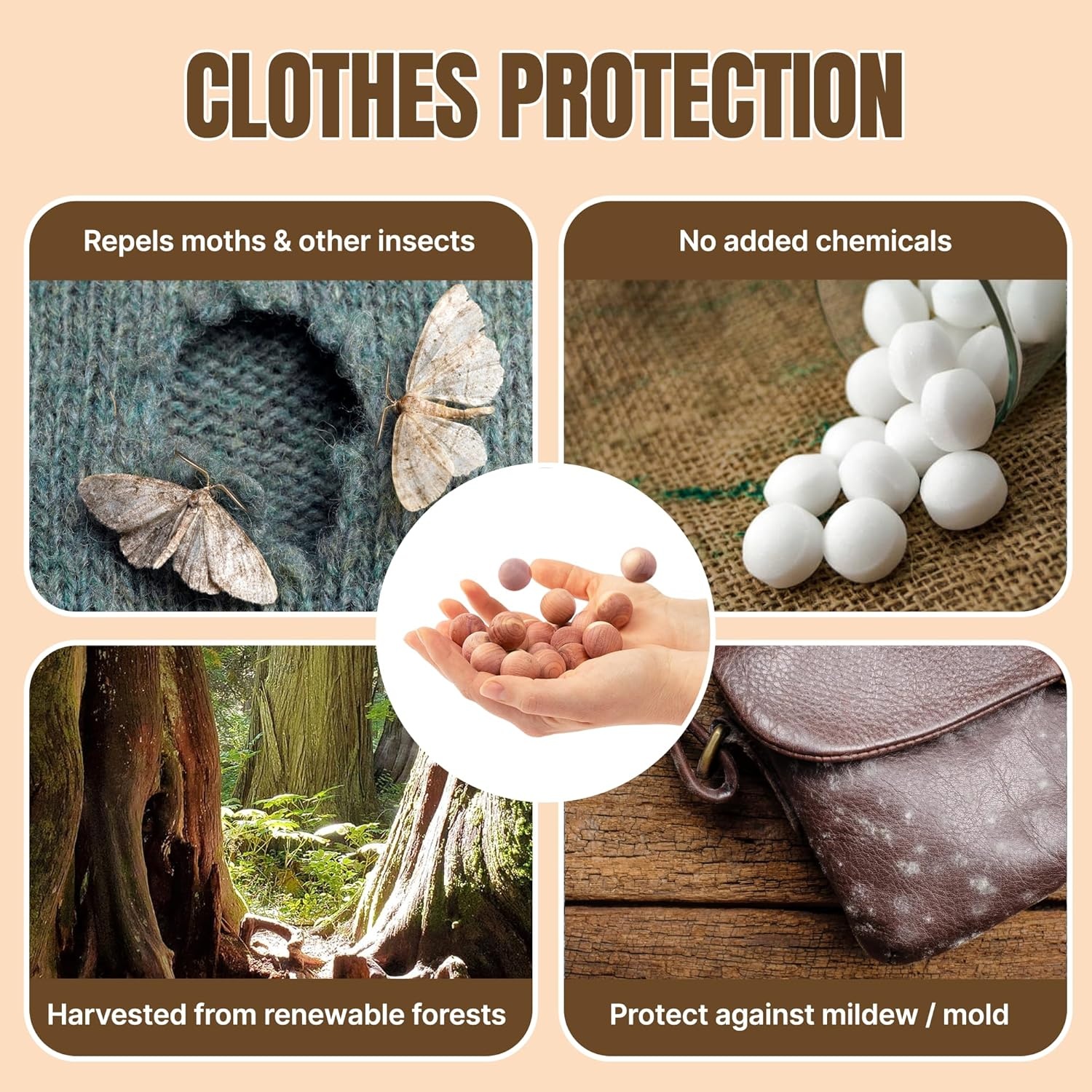 image:image120 Variety Pack Lavender and Cedar for Closets Alternative for Clothes Storage Closet Protection Scent Bags Natural Freshner Hanger Rings Scented Air Freshener for Closets50 Cedar Balls