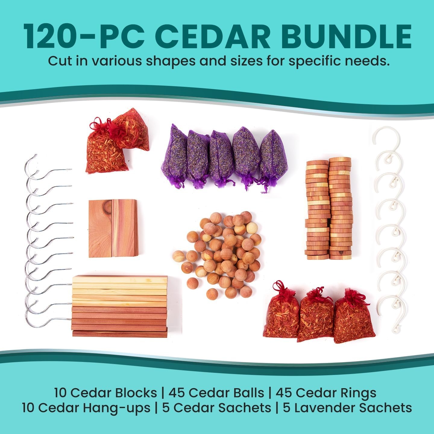image:image120 Variety Pack Lavender and Cedar for Closets Alternative for Clothes Storage Closet Protection Scent Bags Natural Freshner Hanger Rings Scented Air Freshener for Closets120 Cedar Variety Pack