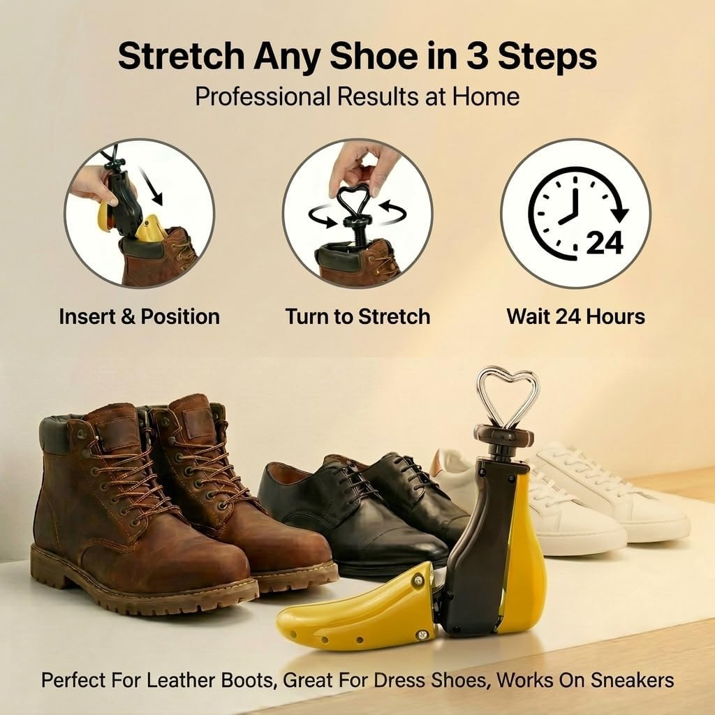 image:imageHOUNDSBAY Boot Stretchers Plastic amp Wooden Adjustable Boot Widener Expander Boot Tree for Men and WomenClassic S for Women Size 58