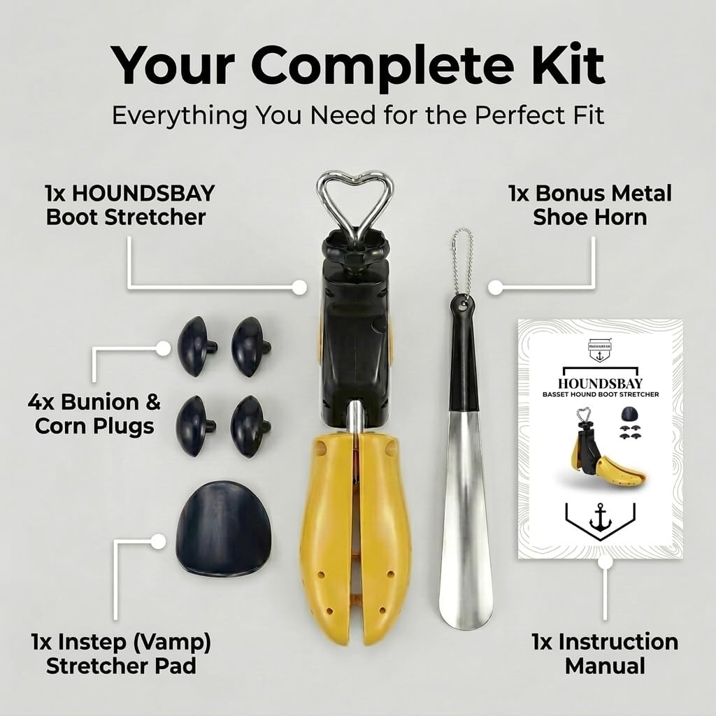 image:imageHOUNDSBAY Boot Stretchers Plastic amp Wooden Adjustable Boot Widener Expander Boot Tree for Men and WomenClassic Small for Men Size 69