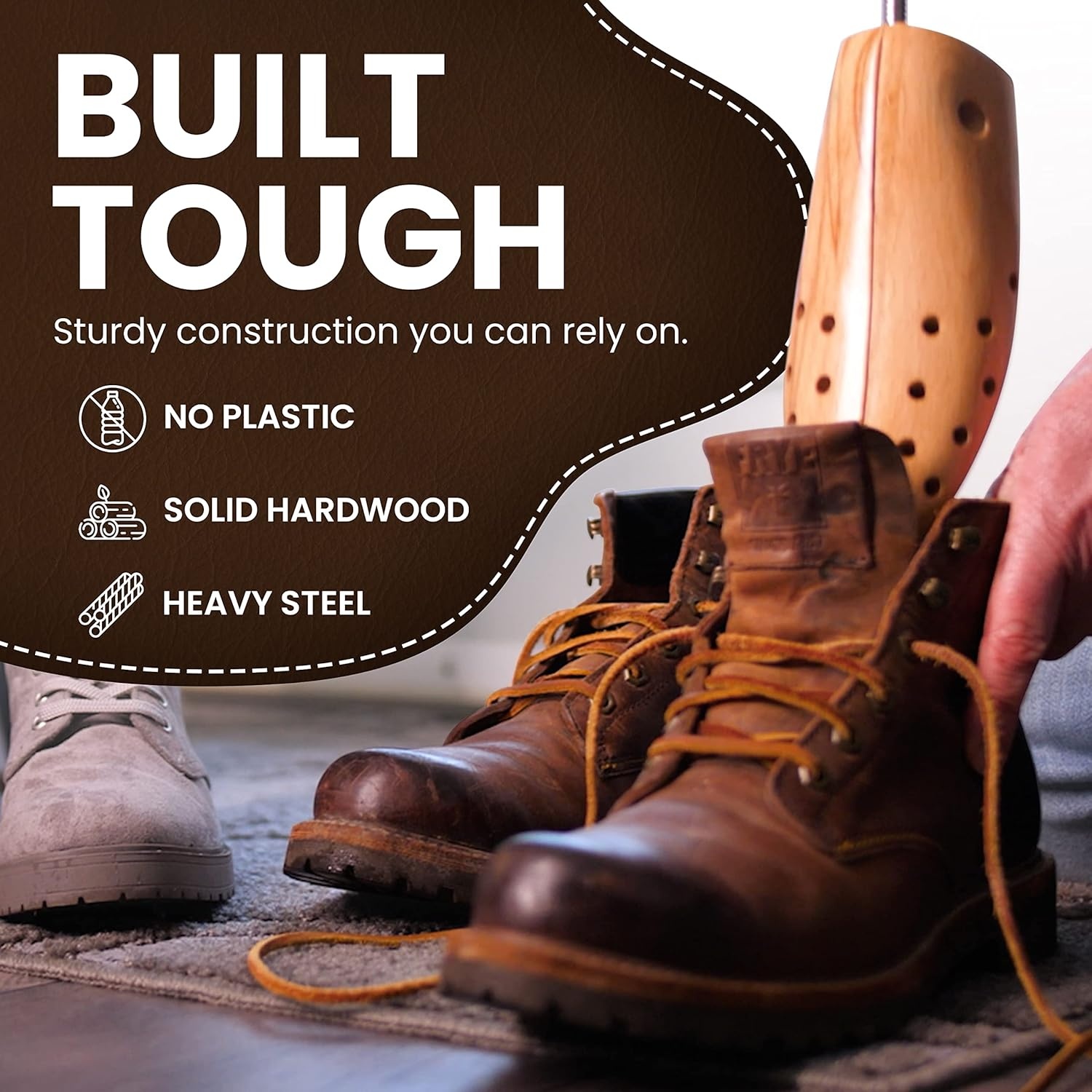 image:imageHOUNDSBAY Boot Stretchers Plastic amp Wooden Adjustable Boot Widener Expander Boot Tree for Men and WomenPremium Medium for Women Size 65 10