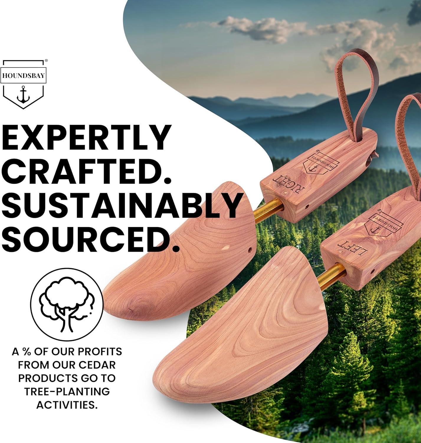image:imageHOUNDSBAY Cowboy Boot Trees Cedar Western Boot Tree for Men amp Women Shoe Tree for Boots Boot Stretcher amp Shaper1 Pack