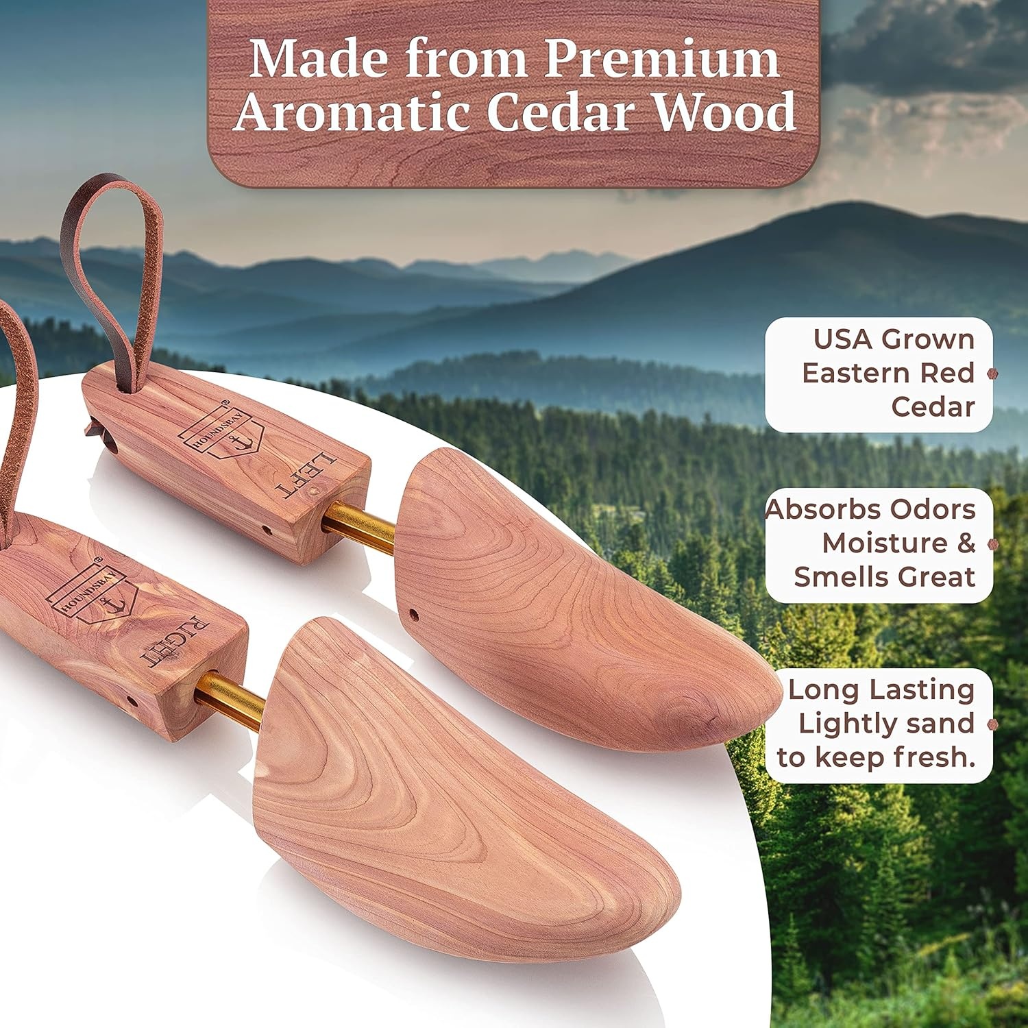 image:imageHOUNDSBAY Cowboy Boot Trees Cedar Western Boot Tree for Men amp Women Shoe Tree for Boots Boot Stretcher amp Shaper2 Pack