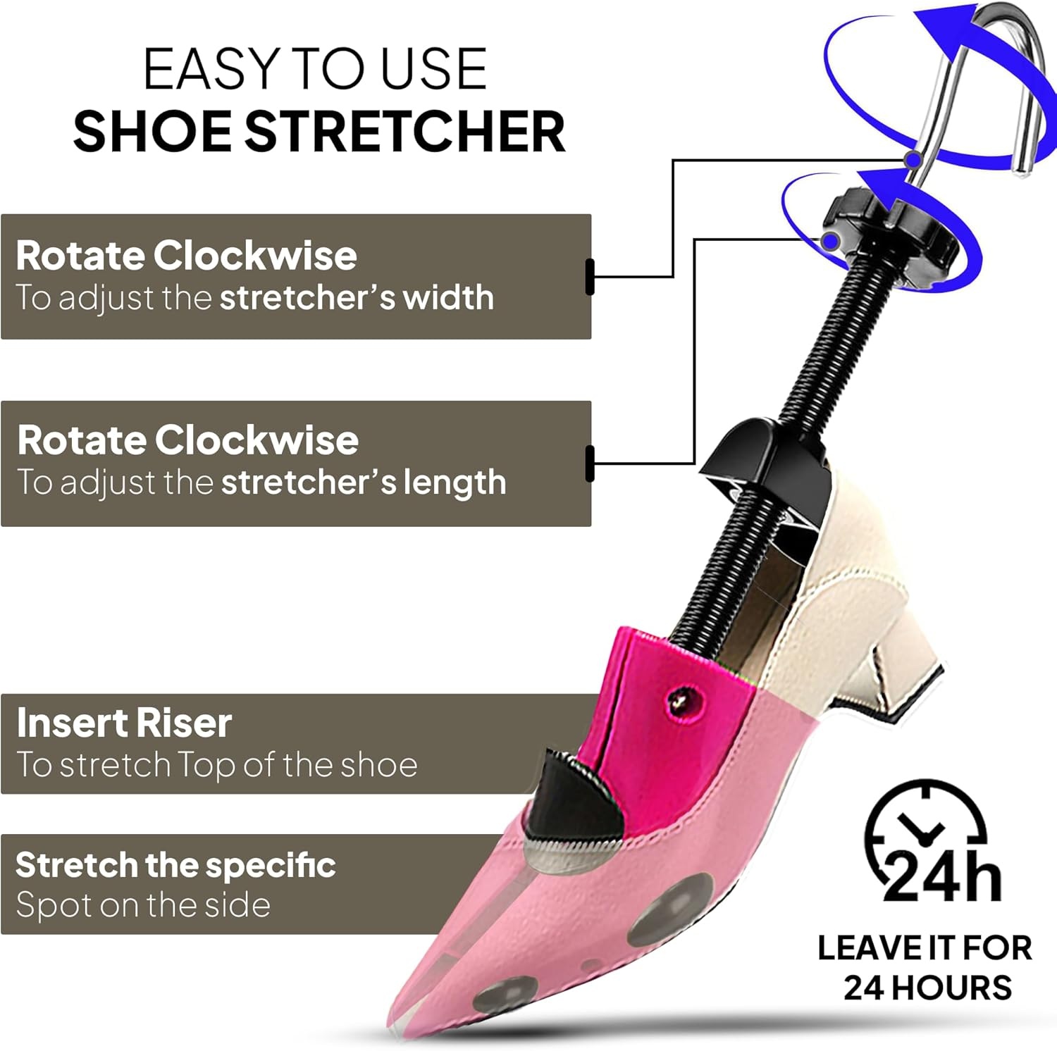 image:imageHOUNDSBAY Plastic amp Wooden Shoe Stretchers Adjustable Shoe Widener Expander for Men and WomenClassic L for Women Size 9513 Pink