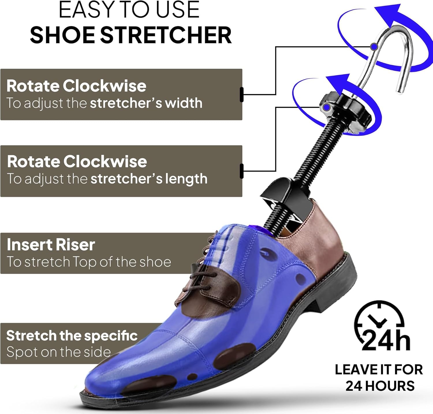 image:imageHOUNDSBAY Plastic amp Wooden Shoe Stretchers Adjustable Shoe Widener Expander for Men and WomenClassic S for Men Size 6595 Blue