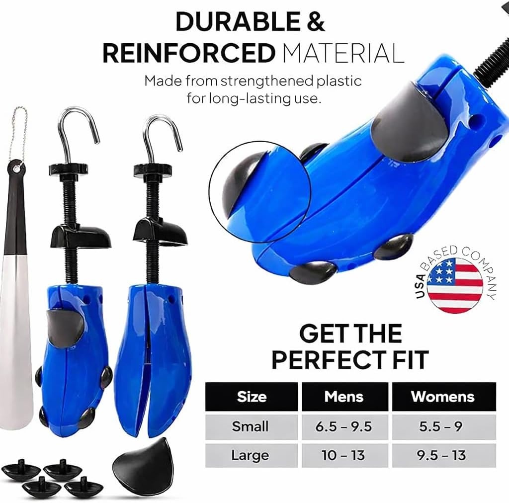 image:imageHOUNDSBAY Plastic amp Wooden Shoe Stretchers Adjustable Shoe Widener Expander for Men and WomenClassic S for Men Size 6595 Blue