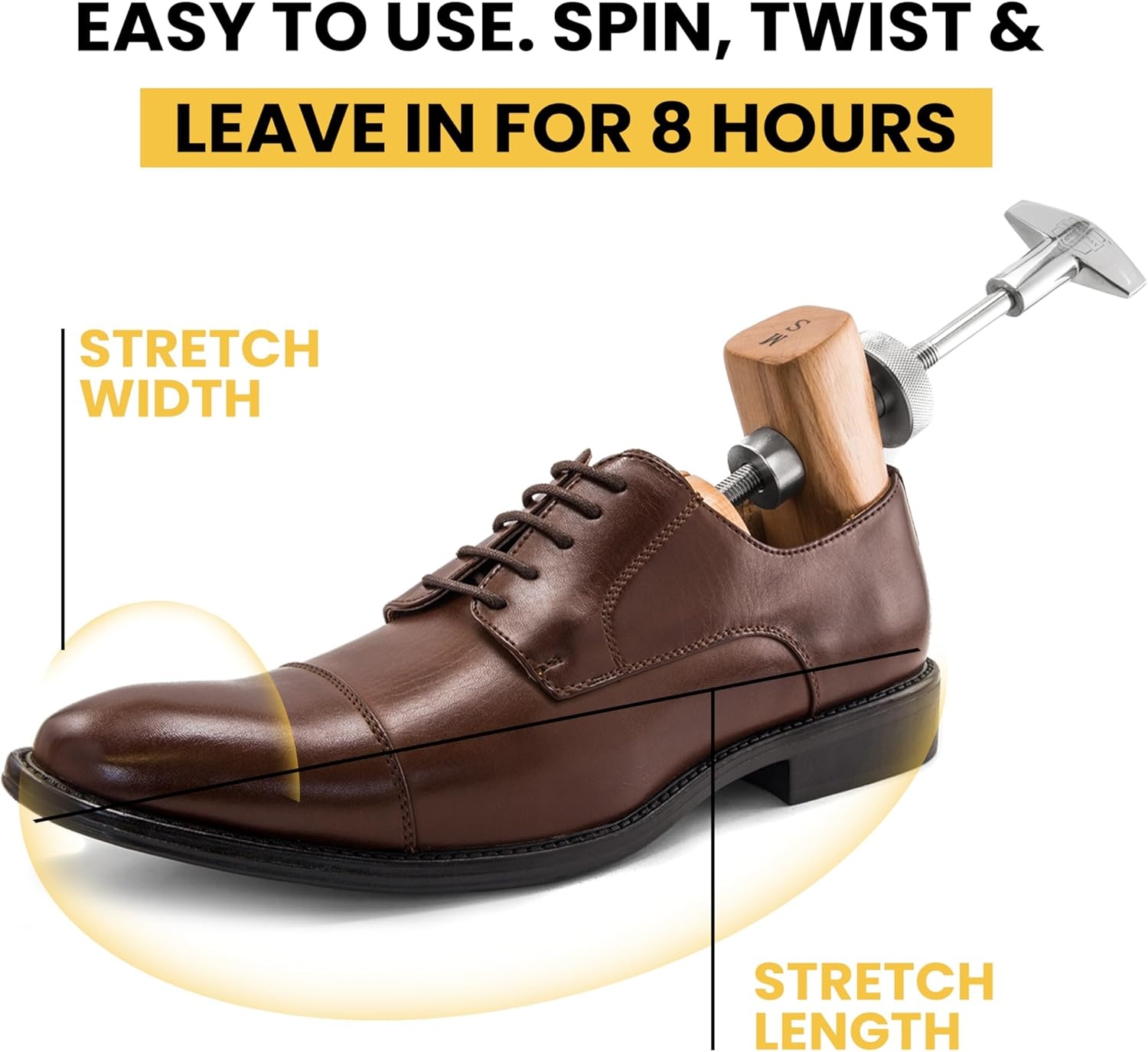 image:imageHOUNDSBAY Plastic amp Wooden Shoe Stretchers Adjustable Shoe Widener Expander for Men and WomenPremium M for Men Size 10115 Natural