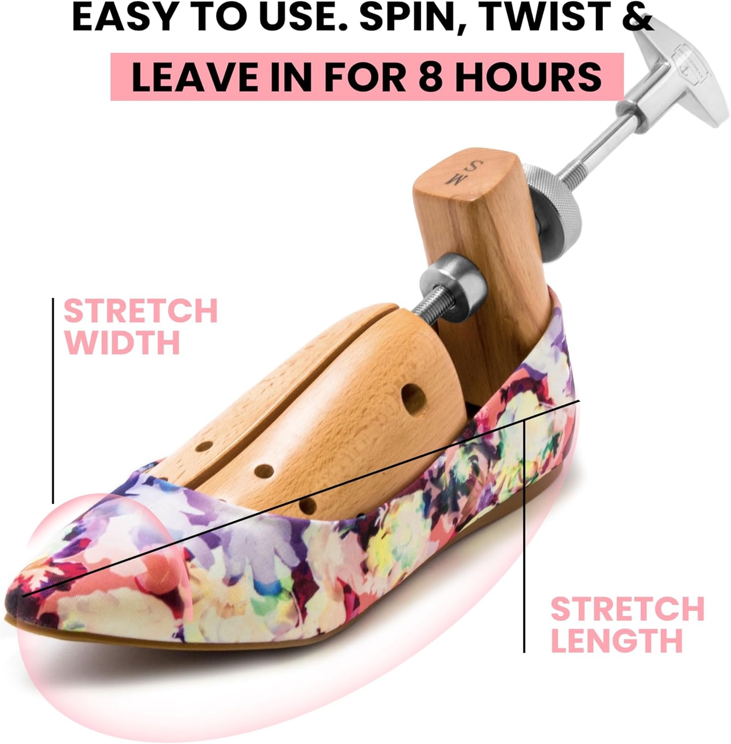 image:imageHOUNDSBAY Plastic amp Wooden Shoe Stretchers Adjustable Shoe Widener Expander for Men and WomenPremium M for Women Size 6510 Natural