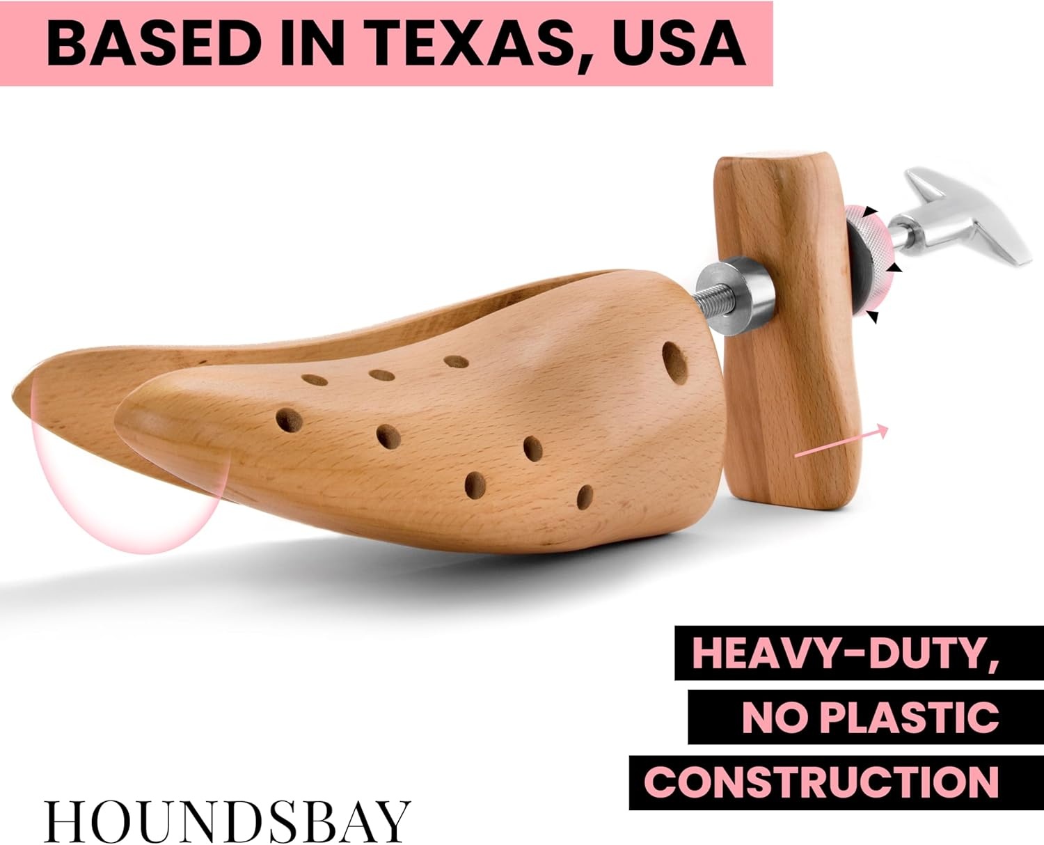 image:imageHOUNDSBAY Plastic amp Wooden Shoe Stretchers Adjustable Shoe Widener Expander for Men and WomenPremium M for Women Size 6510 Natural