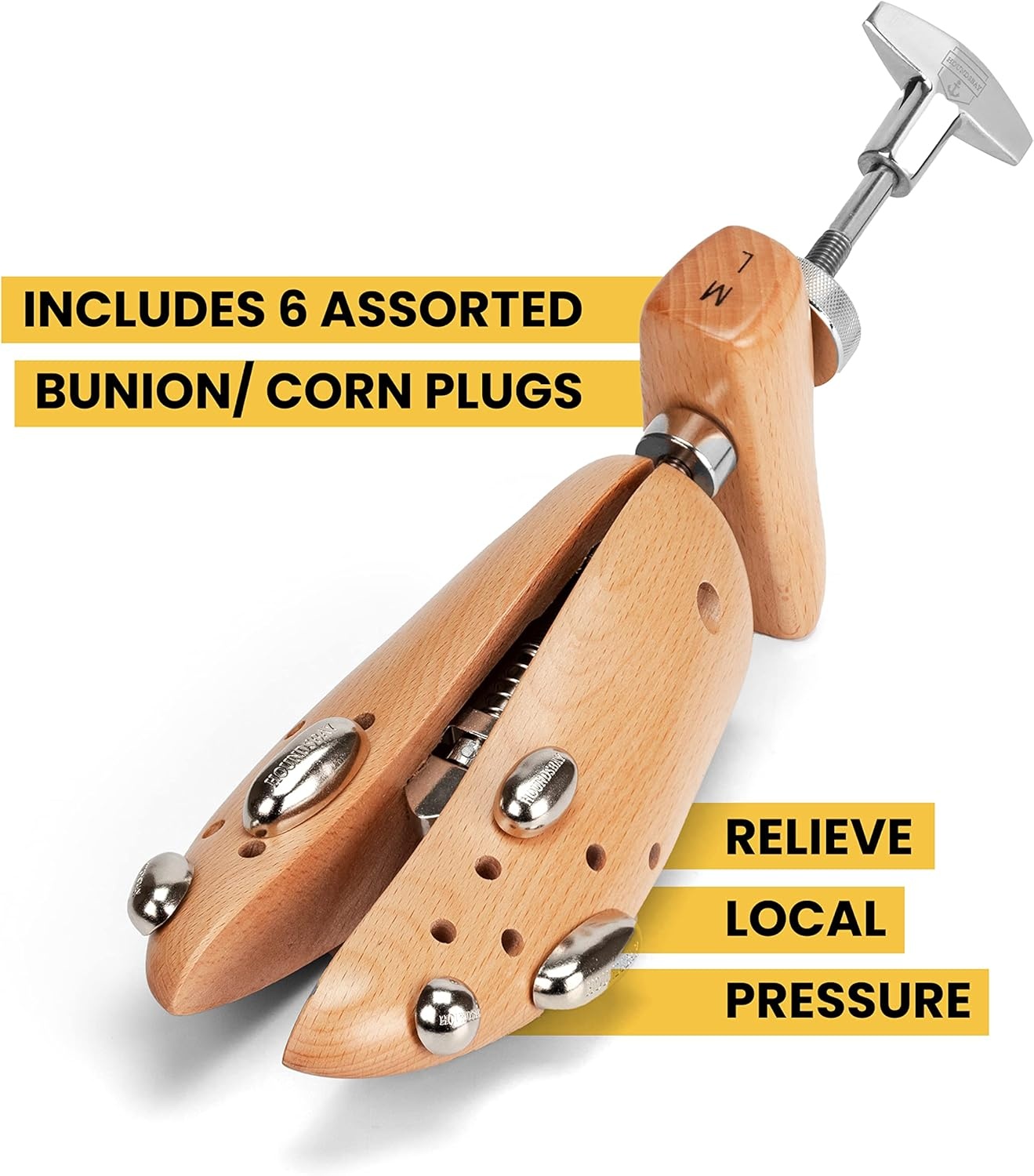 image:imageHOUNDSBAY Plastic amp Wooden Shoe Stretchers Adjustable Shoe Widener Expander for Men and WomenPremium S for Men Size 6595 Natural