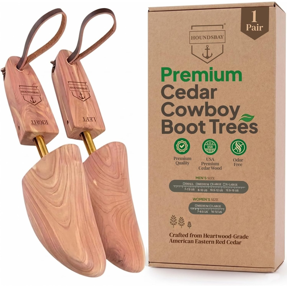 image:imageHOUNDSBAY Cowboy Boot Trees Cedar Western Boot Tree for Men amp Women Shoe Tree for Boots Boot Stretcher amp Shaper1 Pack
