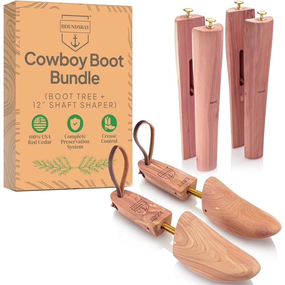 image:imageHOUNDSBAY Cowboy Boot Trees Cedar Western Boot Tree for Men amp Women Shoe Tree for Boots Boot Stretcher amp ShaperCowboy Boot Bundle