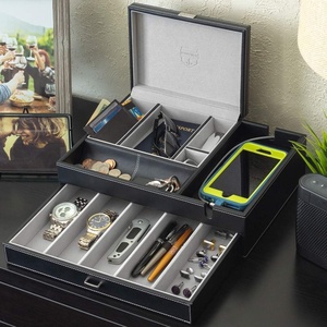 image:imageHOUNDSBAY Admiral Dresser Valet Box amp Mens Jewelry Box Organizer with Large Smartphone Charging Station GreyGrey