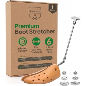image:imageHOUNDSBAY Boot Stretchers Plastic amp Wooden  Adjustable Boot Widener Expander Boot Tree for Men and WomenPremium Medium for Men Size 10  115