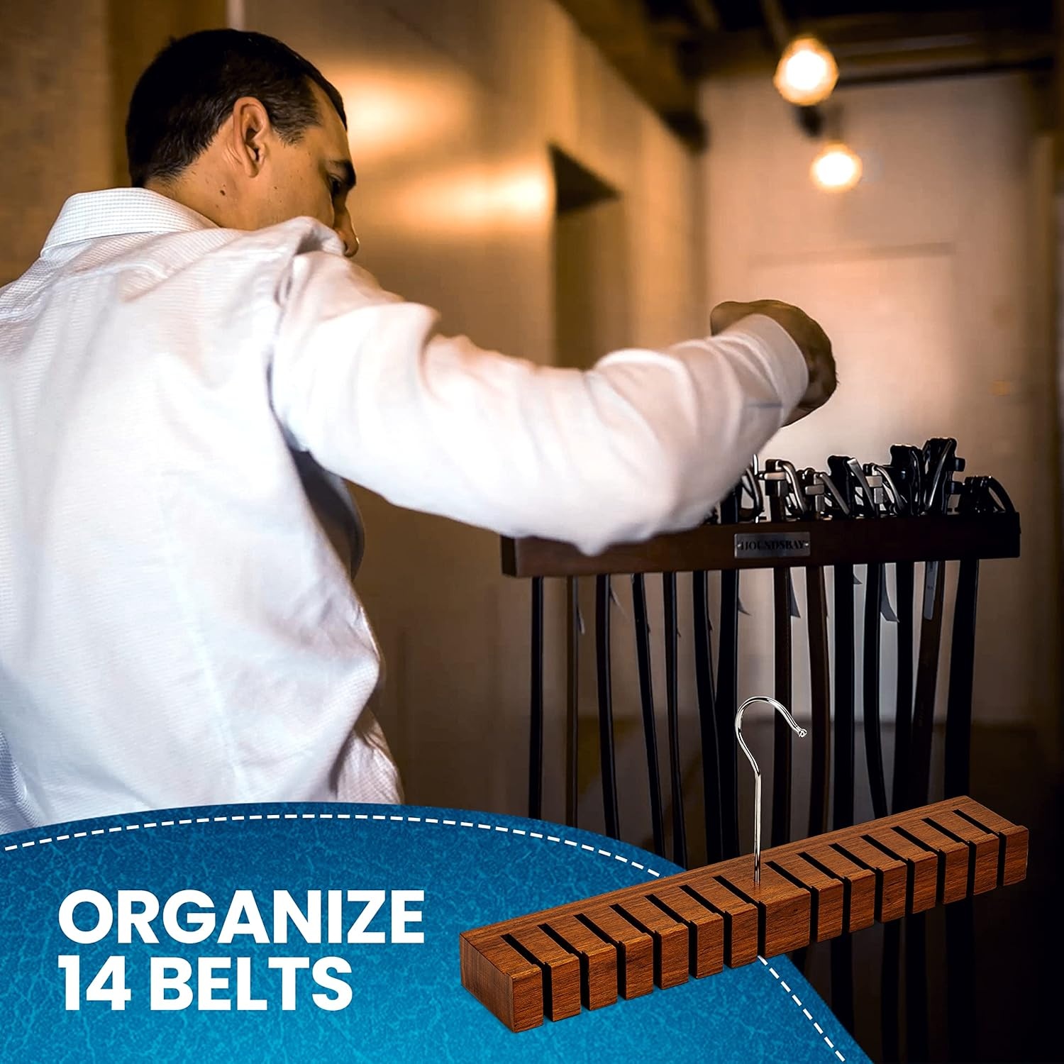 image:imageBelt Organizer amp Hanger Belt Rack amp Storage Holder for Closet Gifts for DadCedar Wood