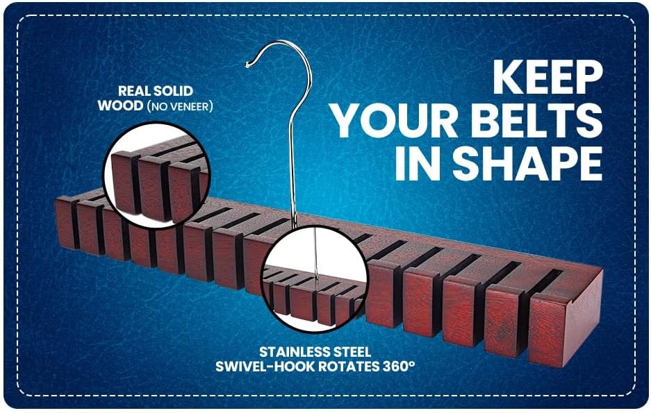 image:imageBelt Organizer amp Hanger Belt Rack amp Storage Holder for Closet Gifts for DadCedar Wood