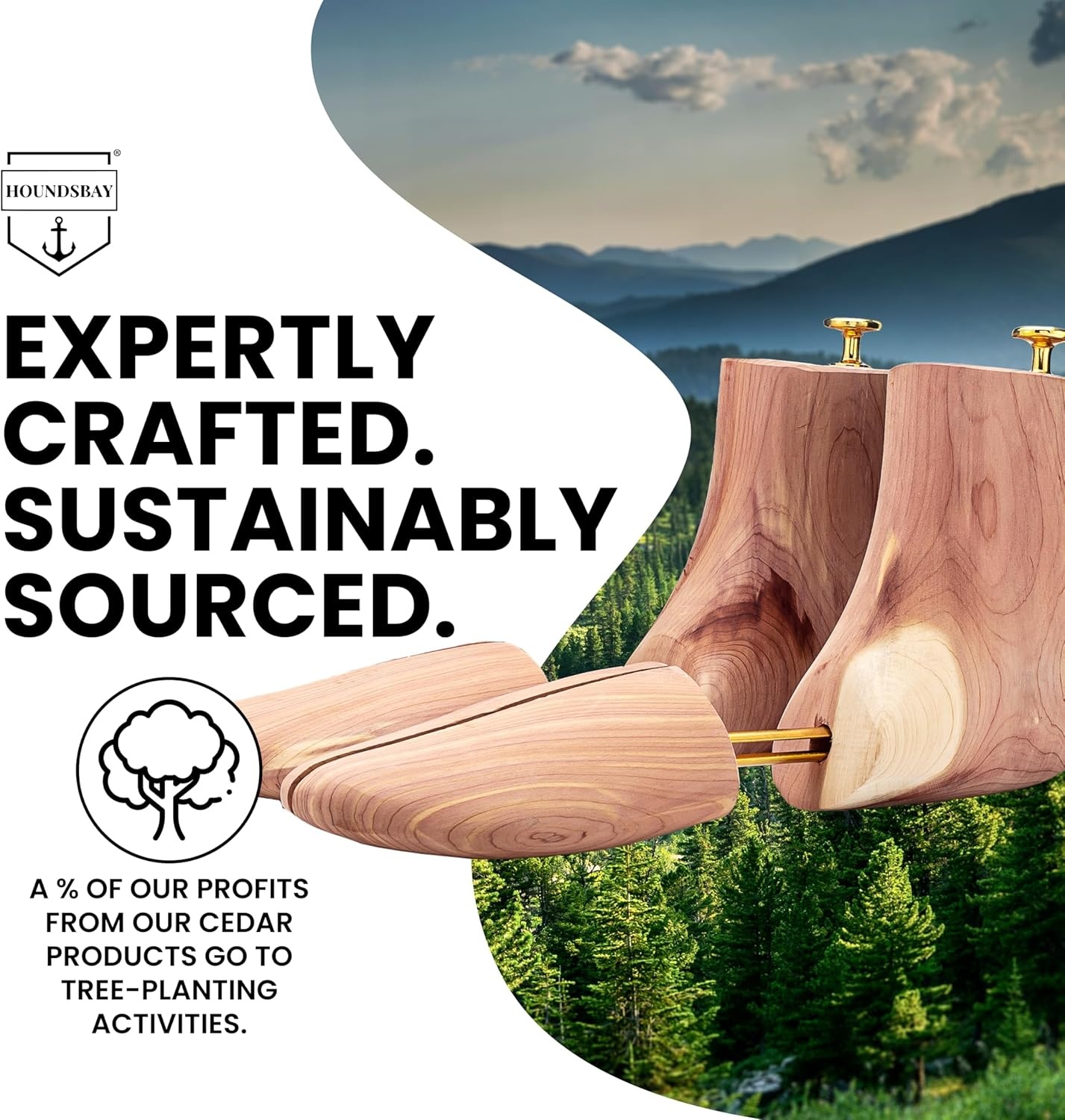 image:imageHOUNDSBAY Boot Trees Cedar Boot Tree for Men Shoe Tree for Boots Boot Stretcher amp Shaper1 Pack