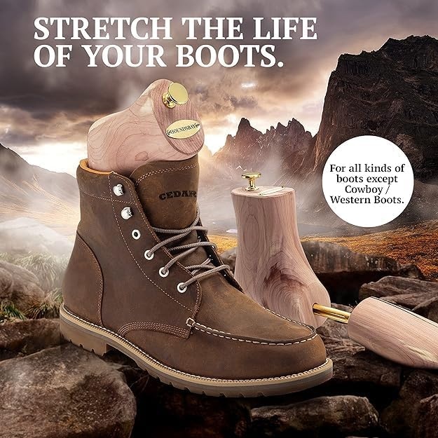 image:imageHOUNDSBAY Boot Trees Cedar Boot Tree for Men Shoe Tree for Boots Boot Stretcher amp Shaper2 Pack