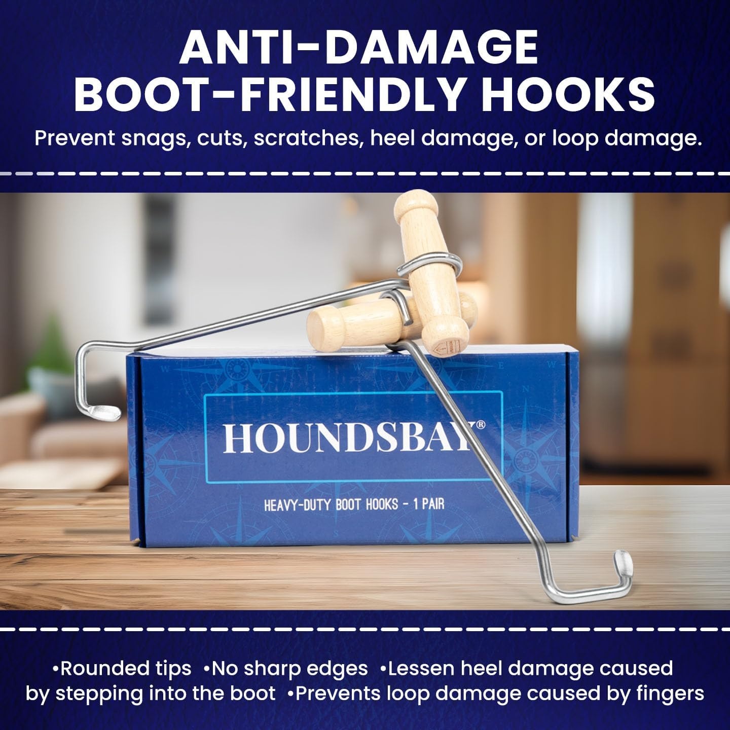 image:imageHOUNDSBAY Cowboy Boot Hooks for Men and Women Boot Puller for Cowboy Boots with Long HandlesMaple 2 Pack