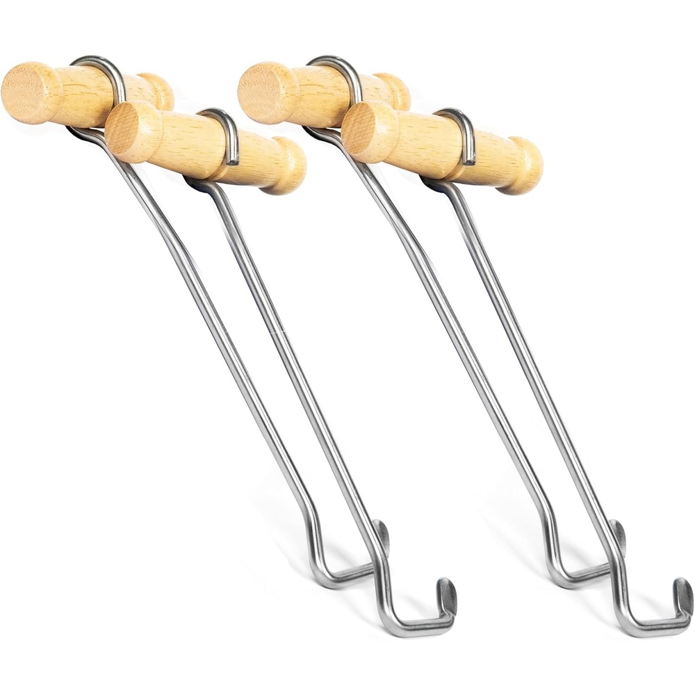 image:imageHOUNDSBAY Cowboy Boot Hooks for Men and Women Boot Puller for Cowboy Boots with Long HandlesMaple 2 Pack