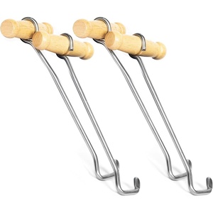 image:imageHOUNDSBAY Cowboy Boot Hooks for Men and Women  Boot Puller for Cowboy Boots with Long HandlesMaple  2 Pack